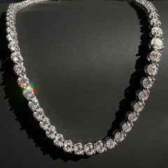 GIA 200 Carat Diamond Tennis Necklace with 3 Carat Each Round Diamonds