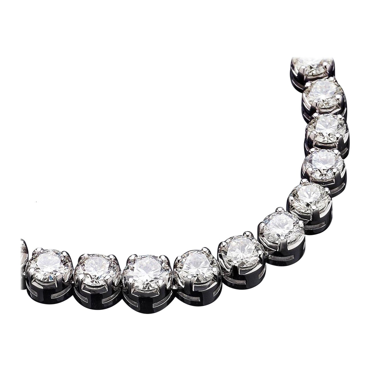 GIA 200 Carat Diamond Tennis Necklace with 3 Carat Each Round Diamonds For Sale