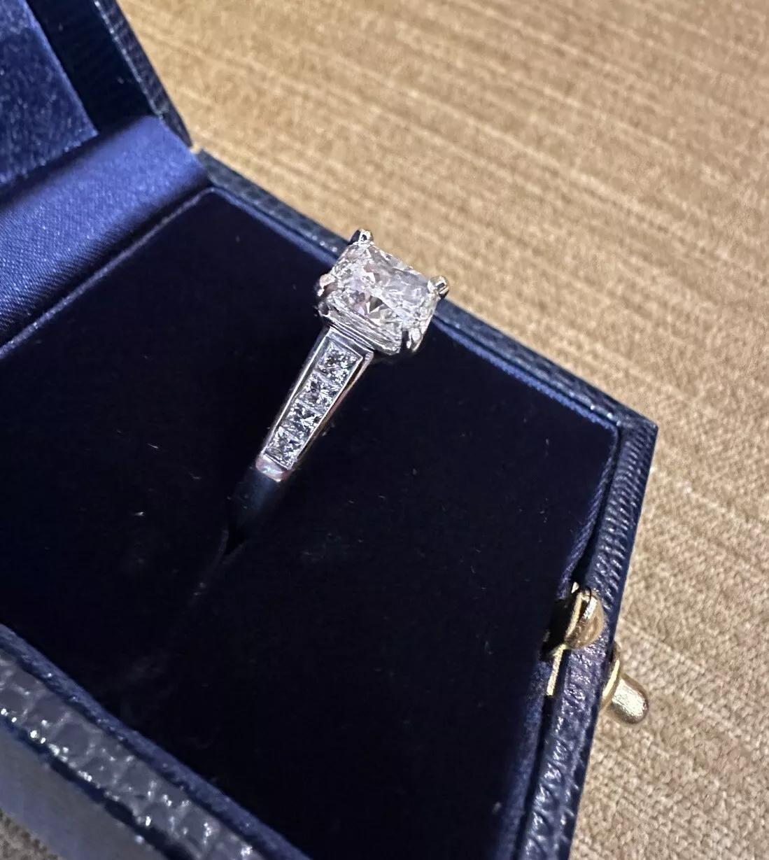 Women's GIA 2.00 carat Natural Cushion Cut Diamond Ring J-SI1 in 14k White Gold For Sale
