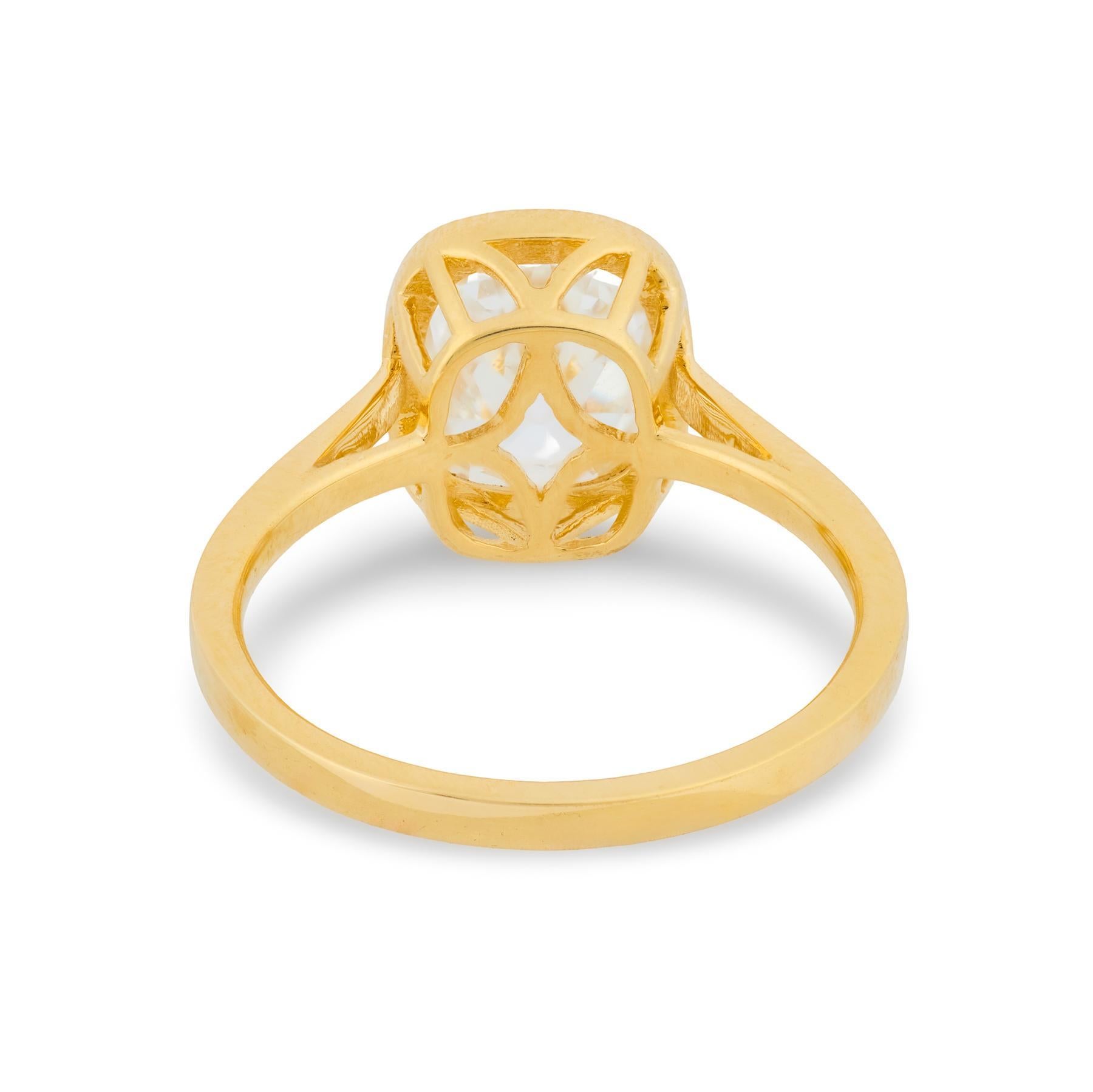 Bague de fiançailles en or jaune 18 carats GIA 2,00 carats diamant taille mine ancienne Pour femmes en vente