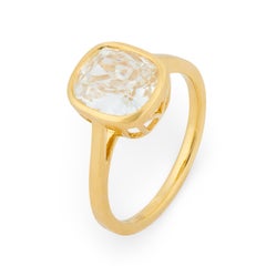 Bague de fiançailles en or jaune 18 carats GIA 2,00 carats diamant taille mine ancienne