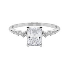 GIA 2.00 Carat Radiant Cluster Trellis Solitaire 18K White Gold Diamond Ring