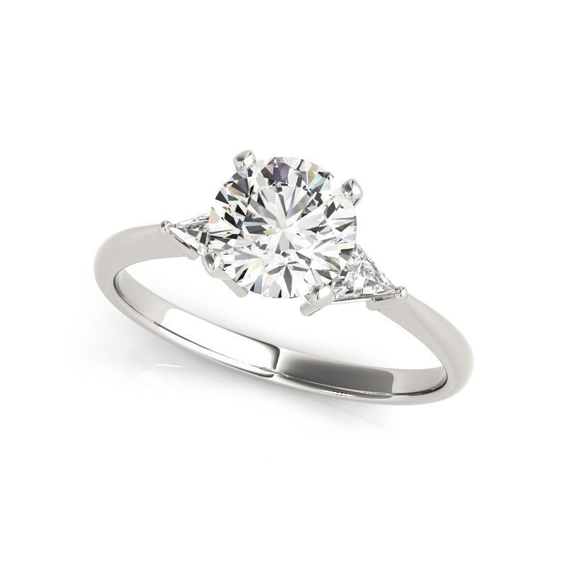 GIA Anillo de diamantes de oro blanco de 18 quilates, talla trillón, redondo, de 2,00 quilates Corte redondo en venta
