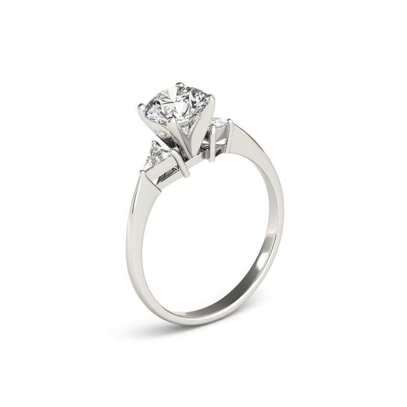 De las mujeres GIA Anillo de diamantes de oro blanco de 18 quilates, talla trillón, redondo, de 2,00 quilates en venta