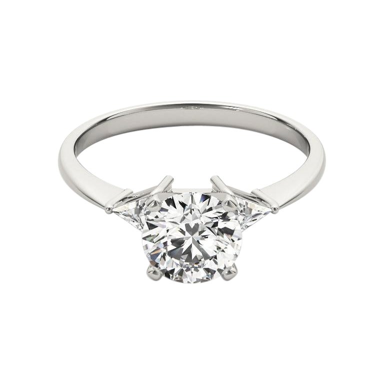 GIA Anillo de diamantes de oro blanco de 18 quilates, talla trillón, redondo, de 2,00 quilates en venta