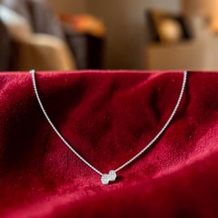 GIA 2.00 Carats F VS1 Round Brilliant Two-Stone Diamonds Necklace In 18K Gold