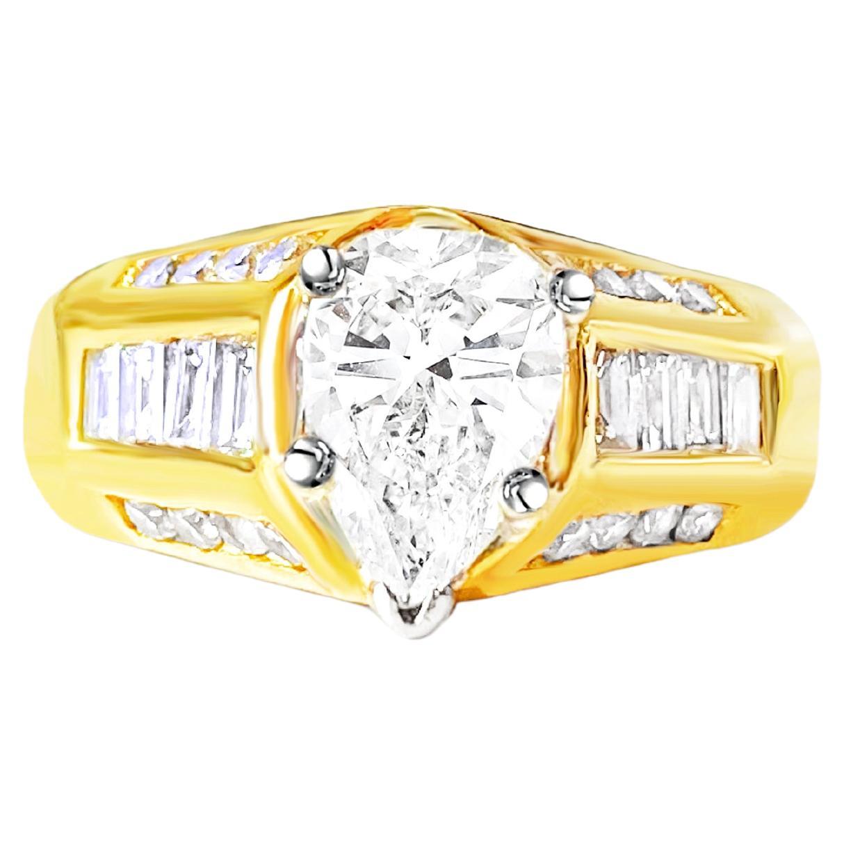 *GIA* 2.00 CT Diamond Engagement Ring in 18K Gold. For Sale