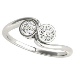 GIA 2.00 Cts E VVS1 Round Brilliant Toi Et Moi Infinity Bezel Set Ring 18K Gold