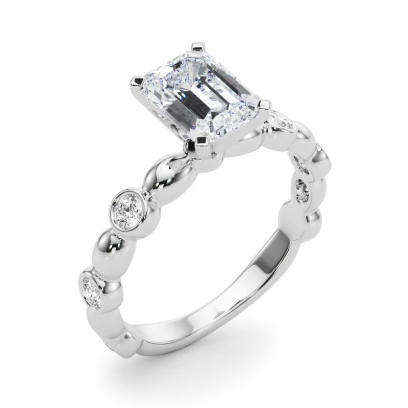 GIA 2.00ct Emerald Side Stone Bezel Band Solitaire Diamond Ring Pour femmes en vente