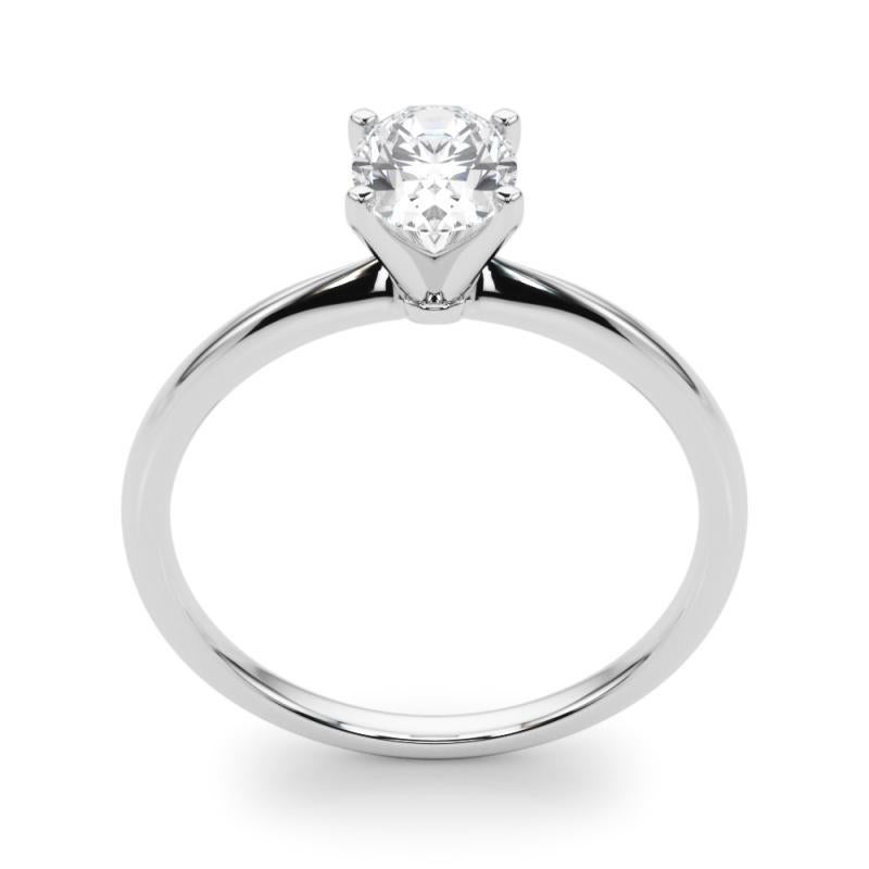 Women's GIA 2.00ct Oval Prong Set Solitaire Slim Band 18K White Gold Diamond Ring For Sale