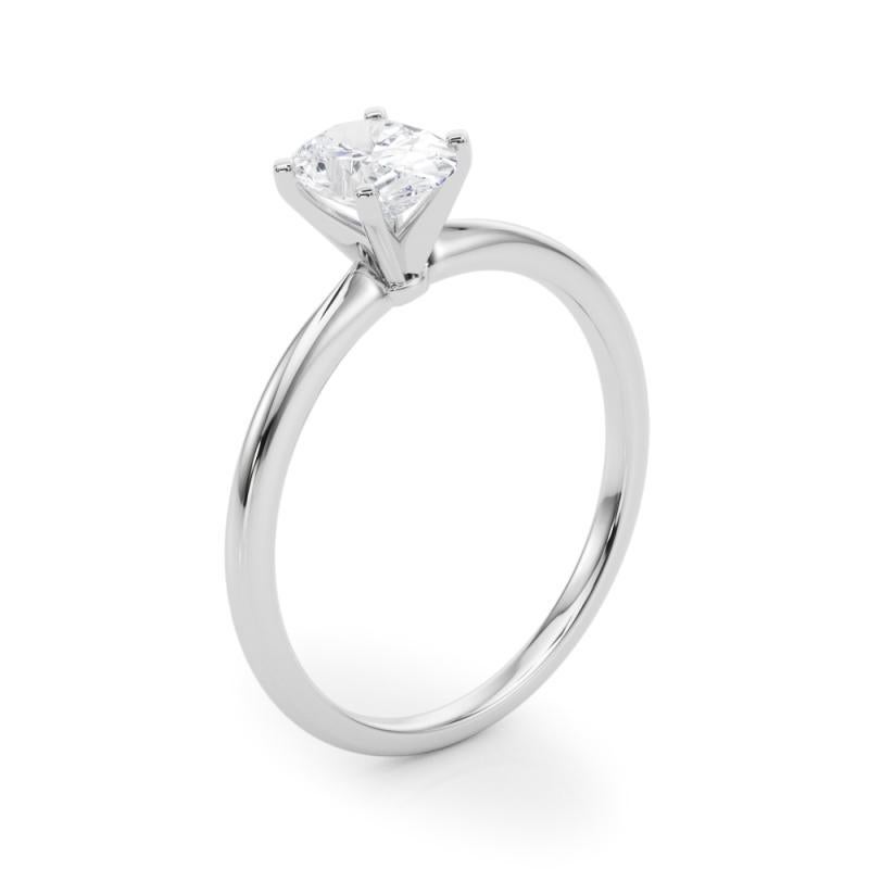 GIA 2.00ct Oval Prong Set Solitaire Slim Band 18K White Gold Diamond Ring For Sale 1