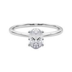 GIA 2,00ct Oval Prong Set Solitaire Slim Band in oro bianco 18K Diamond