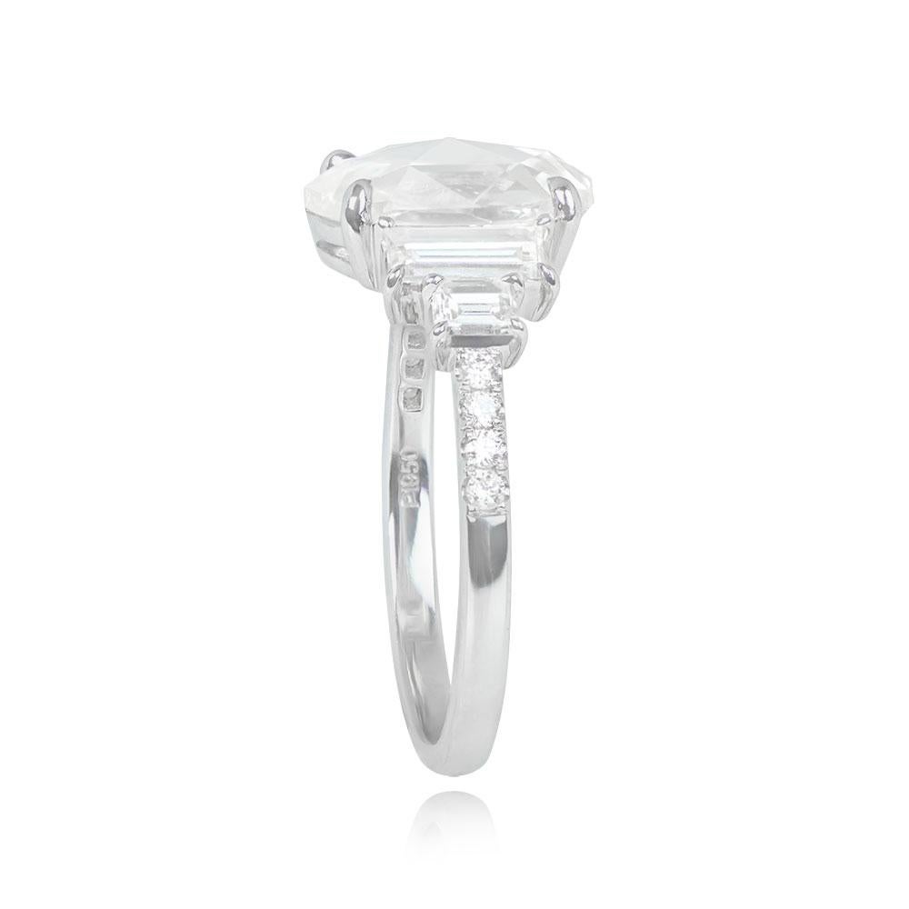 Art Deco GIA 2.00ct Oval Rose Cut Diamond Engagement Ring, I Color, Platinum For Sale