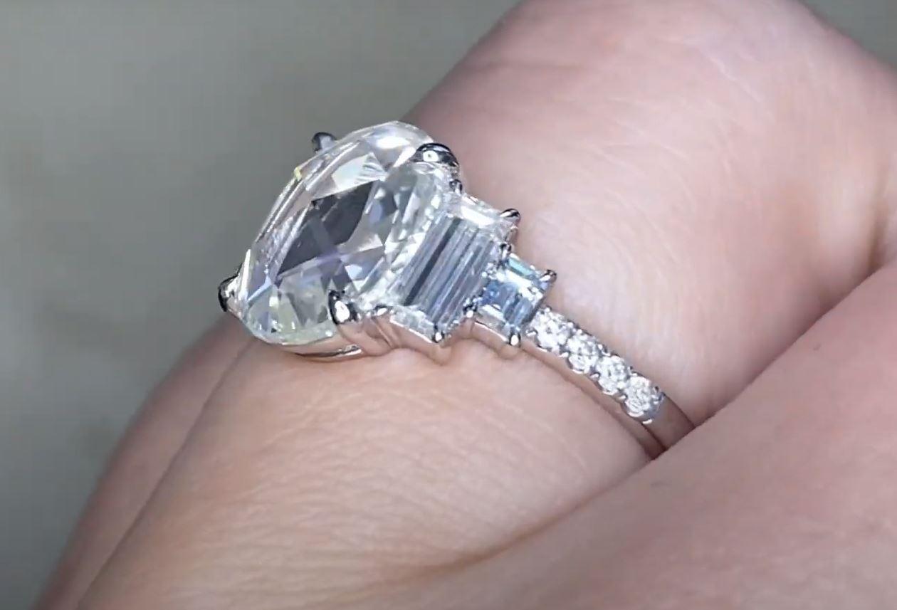 Verlobungsring, GIA 2,00 Karat ovaler Diamant im Rosenschliff, I Farbe, Platin im Angebot 2