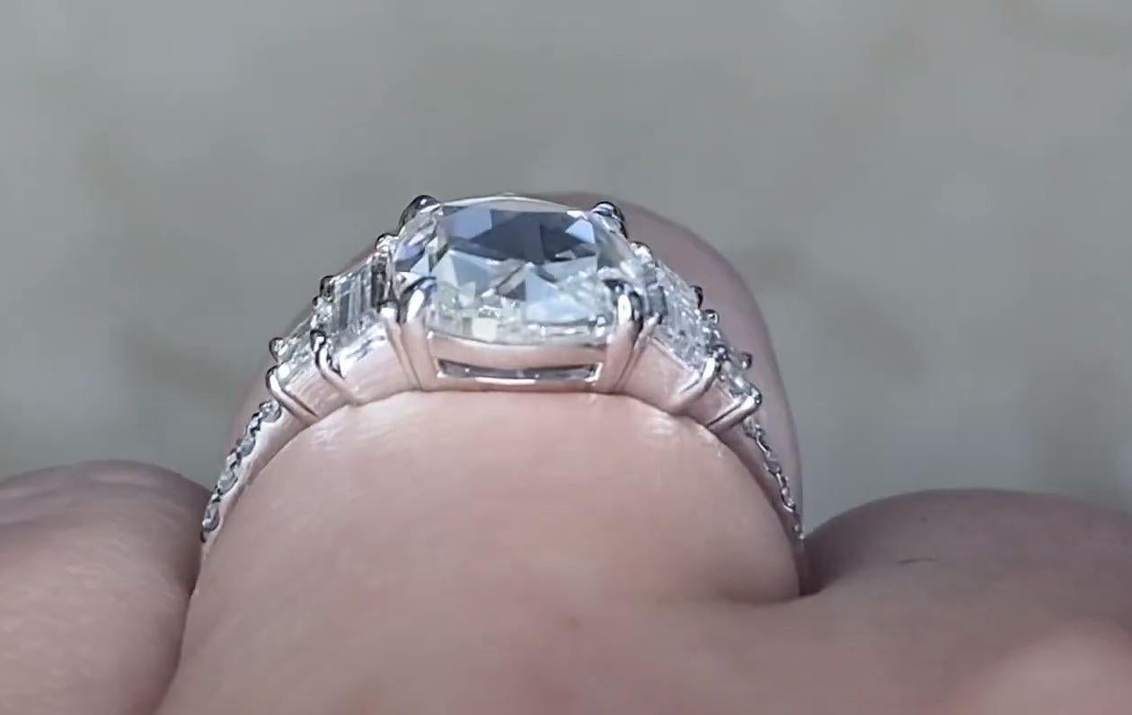 Verlobungsring, GIA 2,00 Karat ovaler Diamant im Rosenschliff, I Farbe, Platin im Angebot 3