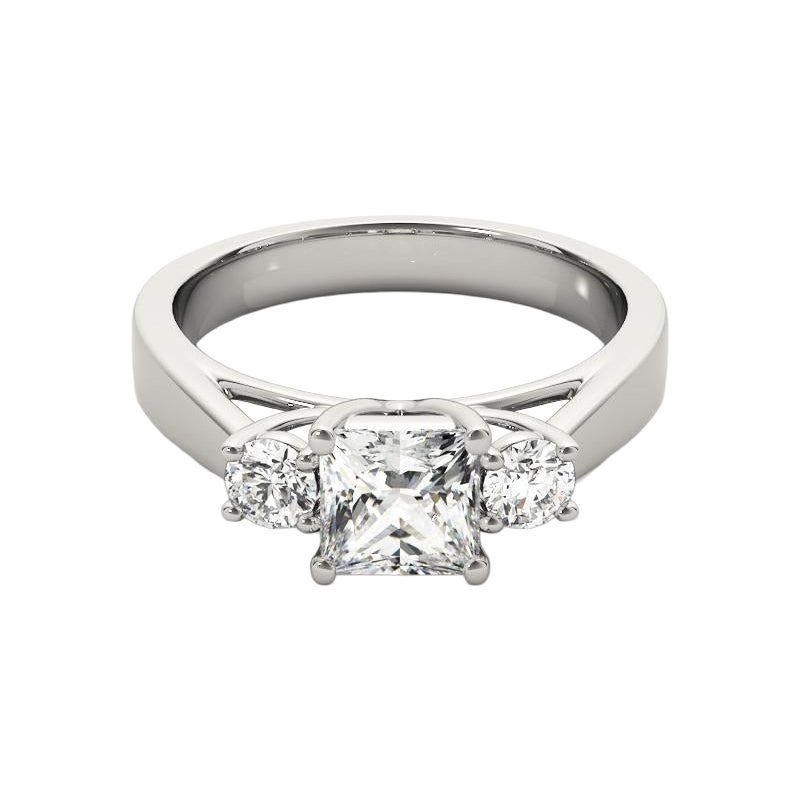 GIA 2,00ct Princess 3-Stone Passato, presente e futuro  Anello con diamante