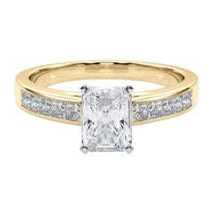 GIA 2.00ct Radiant Princess Channel Solitaire Center Yellow Gold Diamond Ring