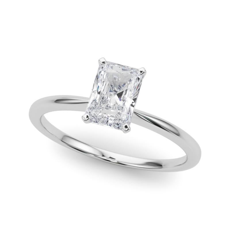 Taille radiant GIA 2.00ct Radiant Prong Set Solitaire Slim Band  Bague en diamant en vente