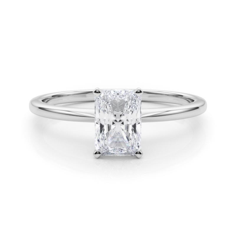 GIA 2.00ct Radiant Prong Set Solitaire Slim Band  Bague en diamant