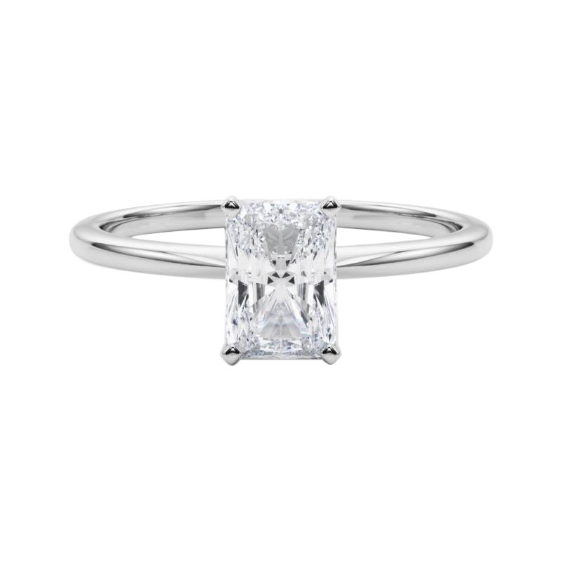 GIA 2,00 ct Radiante con garras Solitario Slim Band  Anillo de diamantes