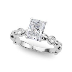 GIA 2.00ct Radiant Side Stone Bezel Band Solitaire Diamond Ring
