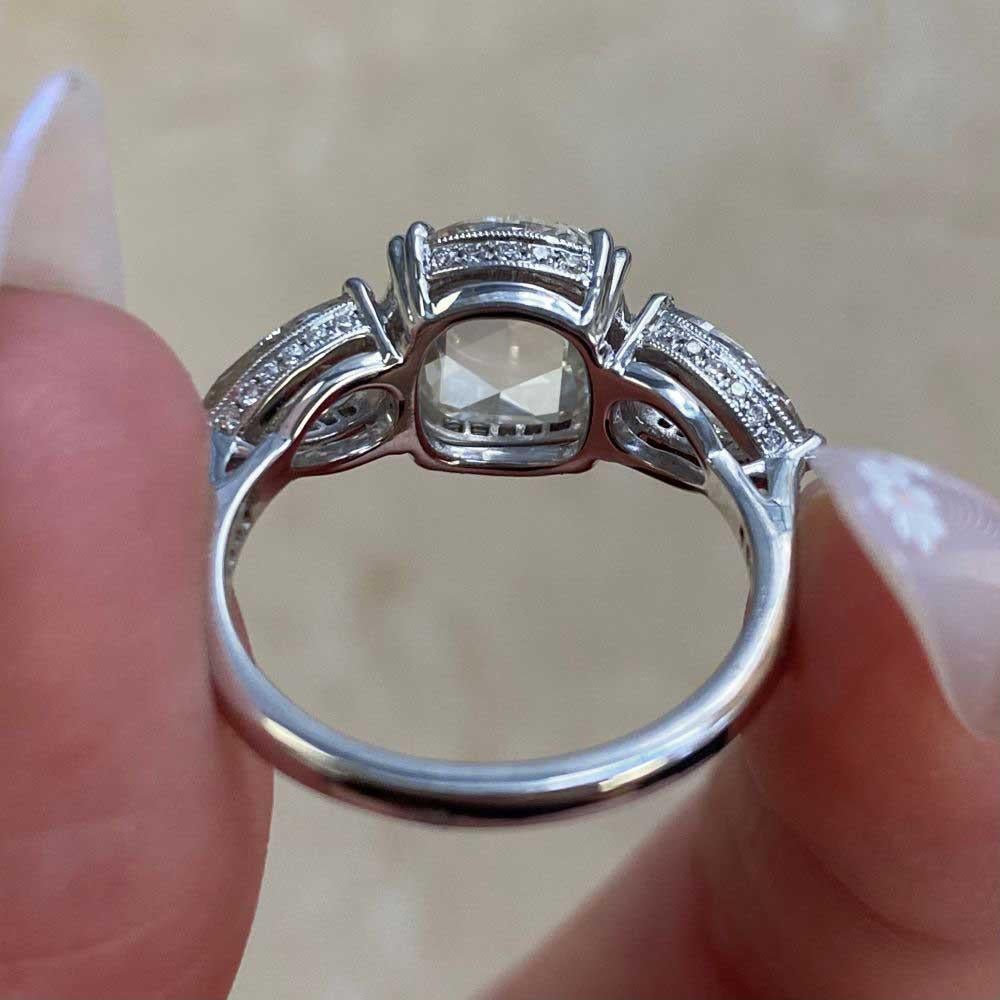 GIA 2.00ct Rose Cut Diamond Engagement Ring, Platinum For Sale 6
