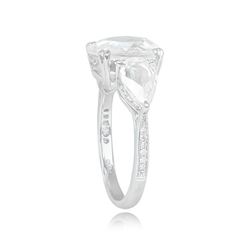 Art Deco GIA 2.00ct Rose Cut Diamond Engagement Ring, Platinum For Sale