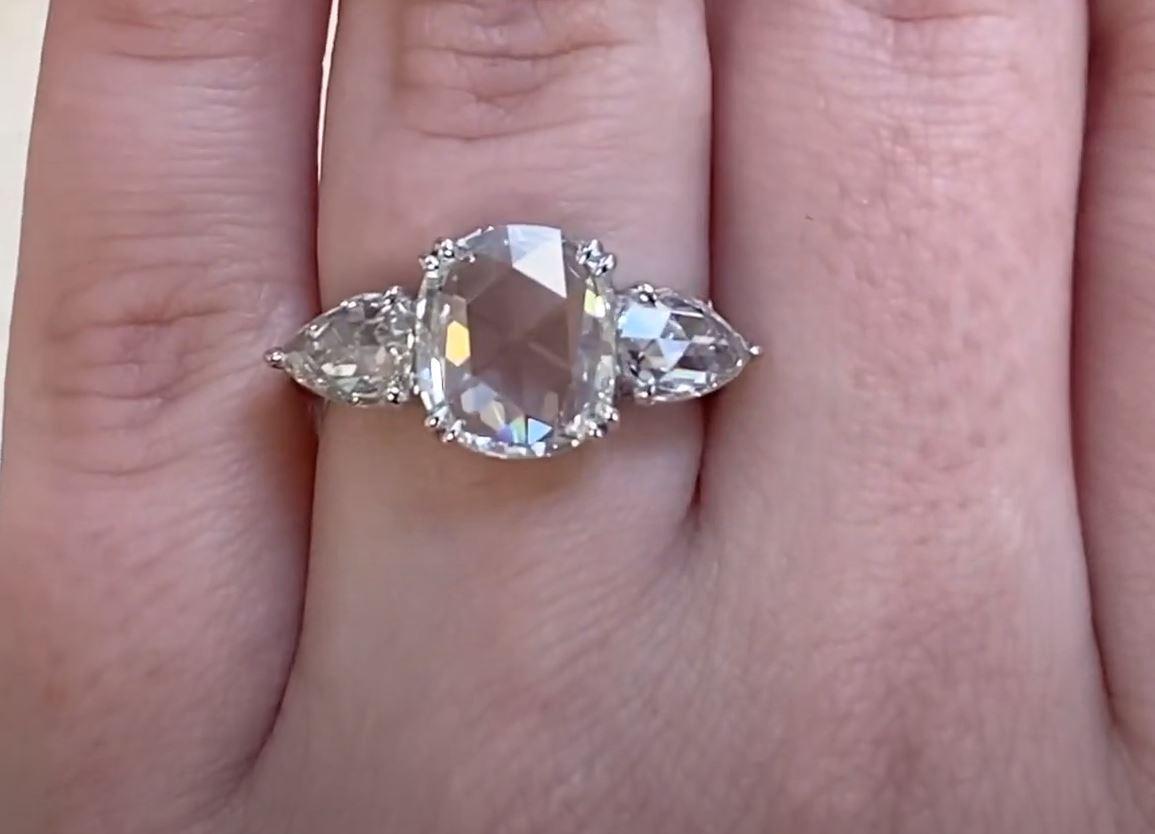 Women's GIA 2.00ct Rose Cut Diamond Engagement Ring, Platinum For Sale
