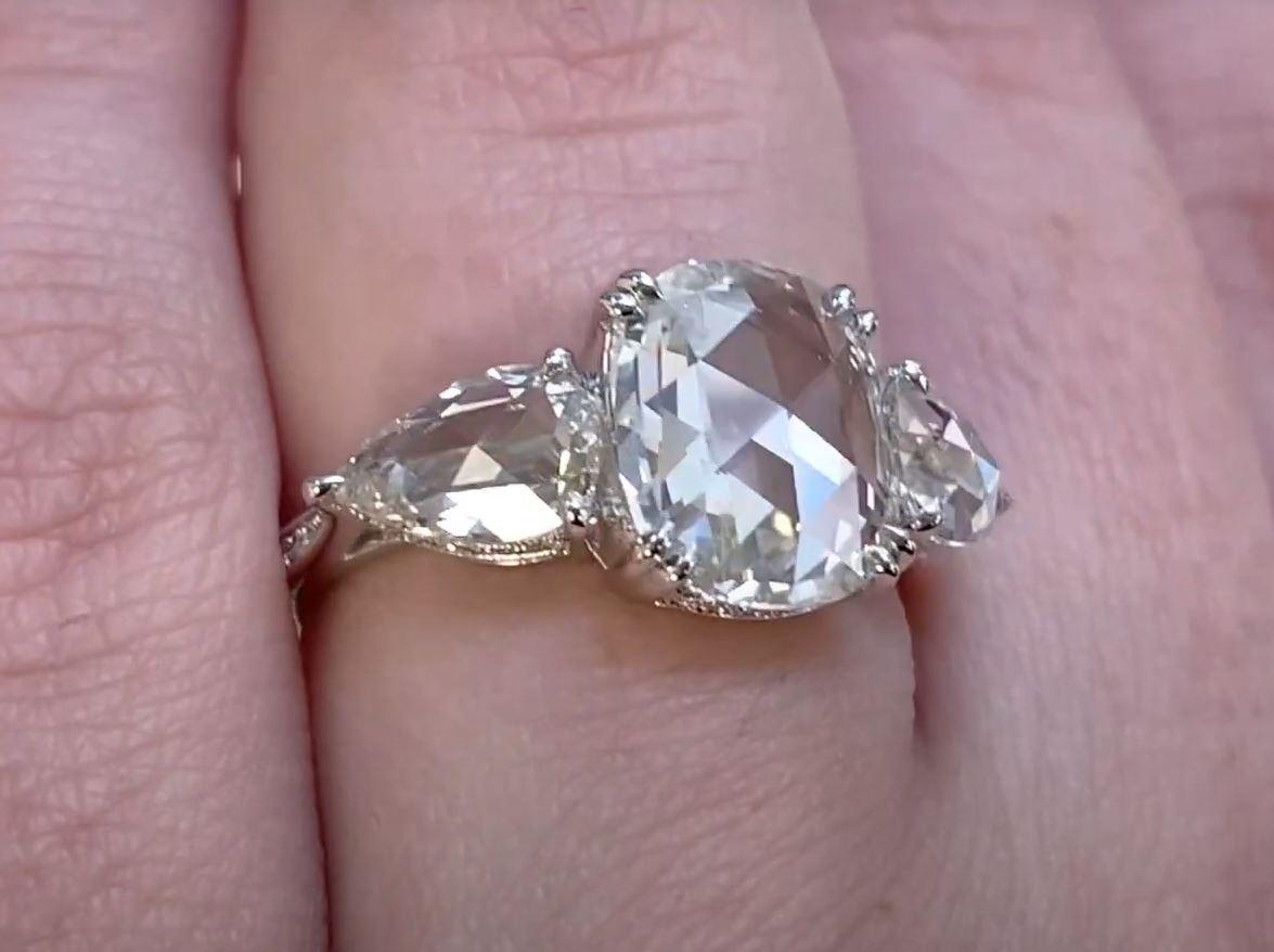 GIA 2.00ct Rose Cut Diamond Engagement Ring, Platinum For Sale 1