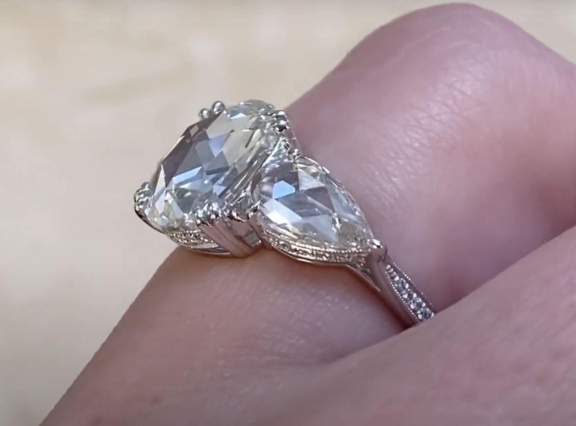GIA 2.00ct Rose Cut Diamond Engagement Ring, Platinum For Sale 2