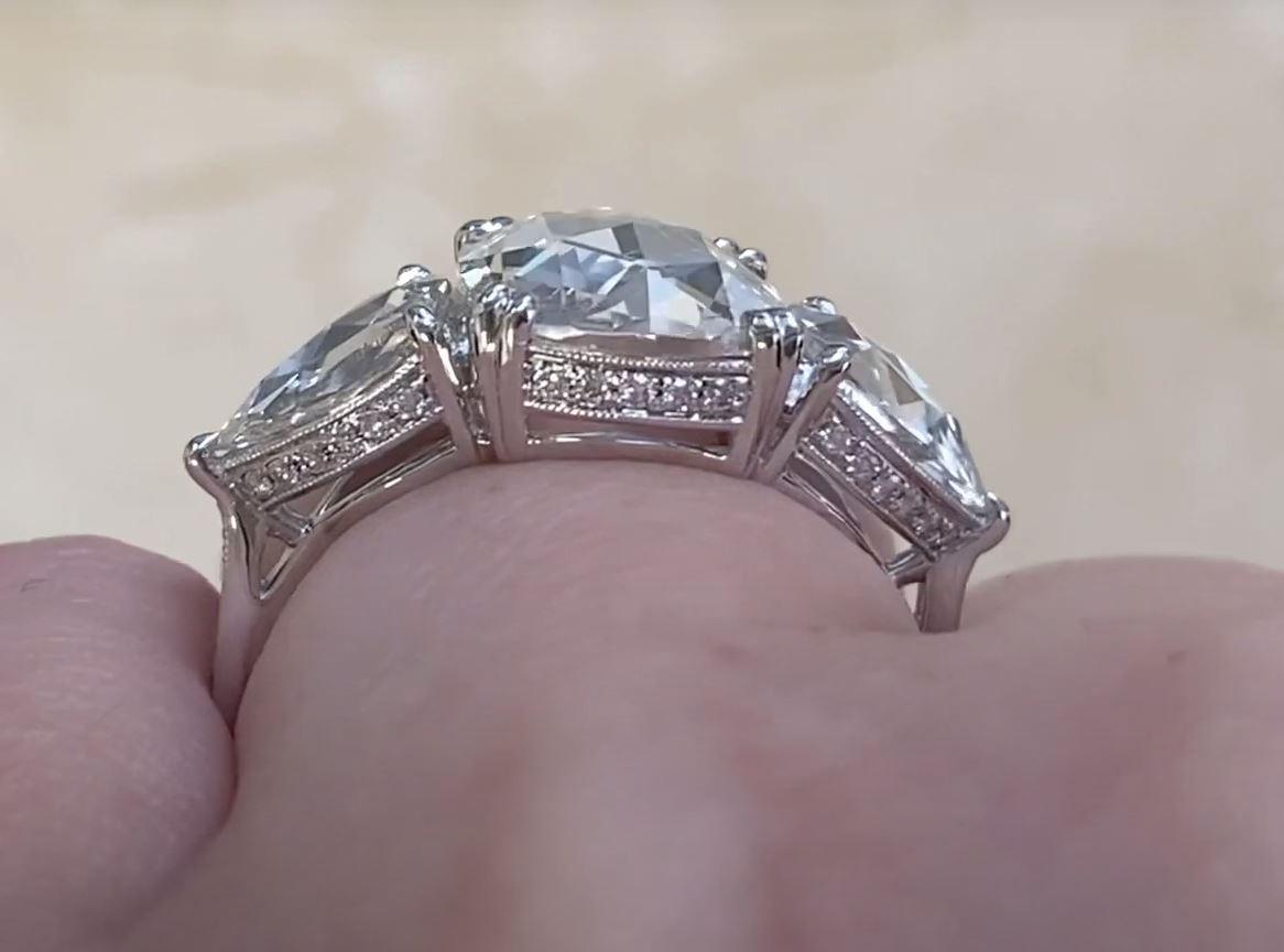 GIA 2.00ct Rose Cut Diamond Engagement Ring, Platinum For Sale 3
