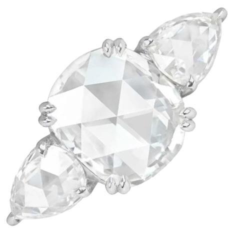 GIA 2.00ct Rose Cut Diamond Engagement Ring, Platinum For Sale