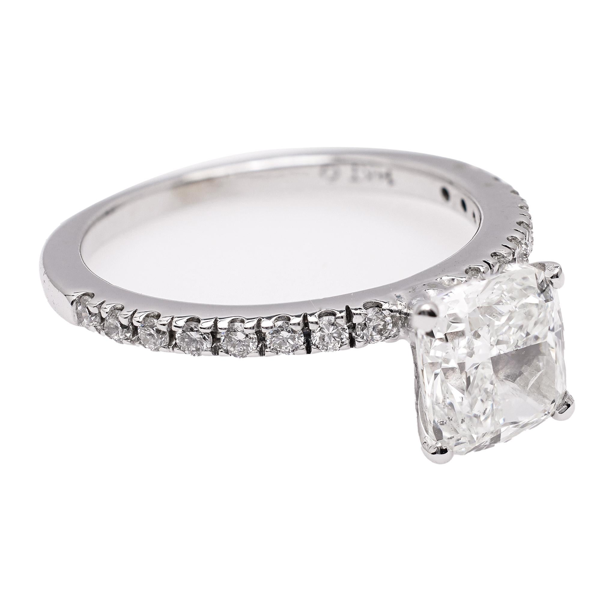 Women's or Men's GIA 2.01 Carat Cushion Modified Brilliant Cut Diamond 14k White Gold Ring For Sale