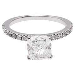 GIA 2.01 Carat Cushion Modified Brilliant Cut Diamond 14k White Gold Ring