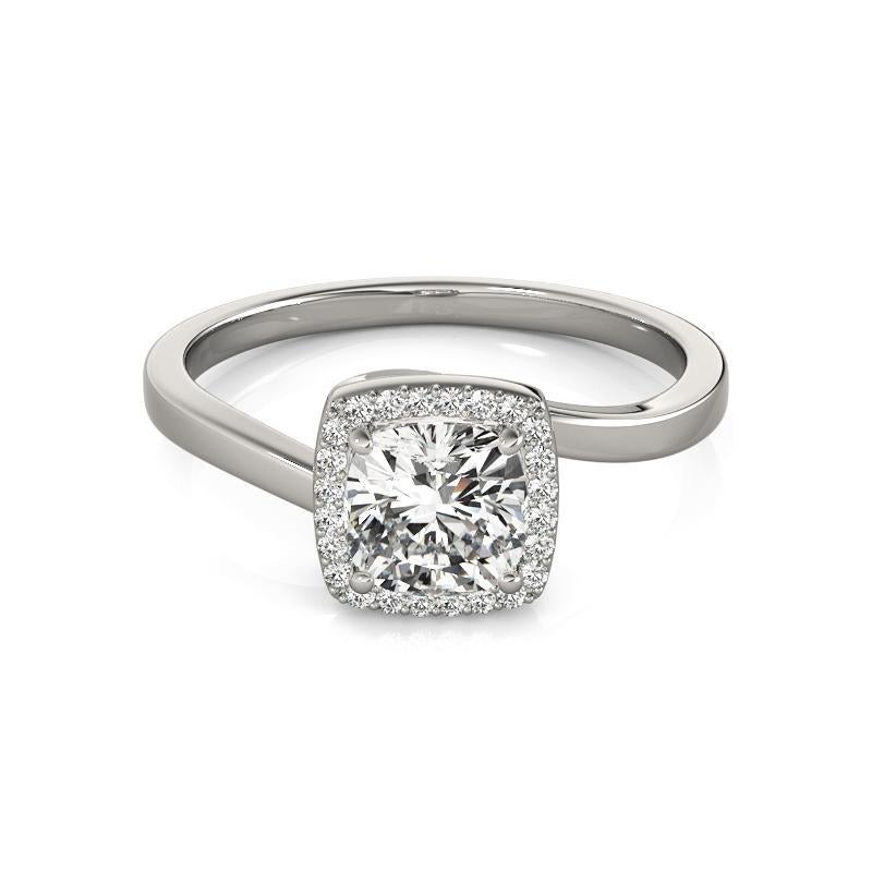GIA 2.01 Carati Cuscino Quadrato Halo Bypass Curvo  Anello con diamante