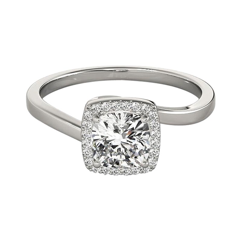GIA 2.01 Carat Cushion Square Halo Curved Bypass (Bypass courbé)  Bague en diamant