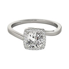 GIA 2.01 Carat Cushion Square Halo Curved Bypass (Bypass courbé)  Bague en diamant