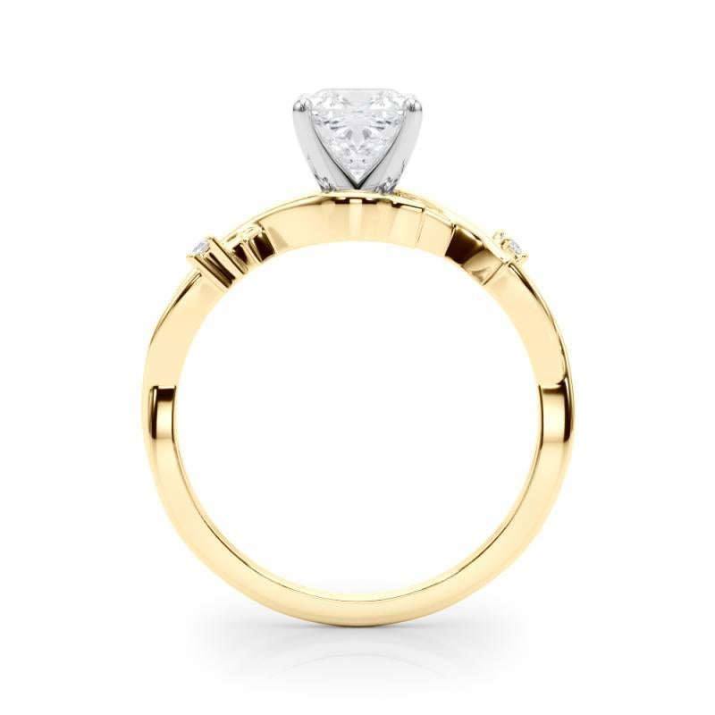 GIA 2.01 Carat Cushion Vine Band Nature Inspired 18K Yellow Gold Diamond Ring Neuf - En vente à New York, NY