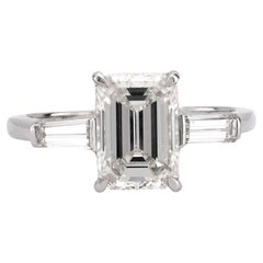 GIA 2.01 carat emerald cut diamond platinum engagement ring