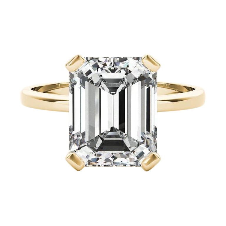 GIA 2,01 Karat Smaragd Solitär Korb 4-Zacken 18K Gelbgold Diamantring im Angebot