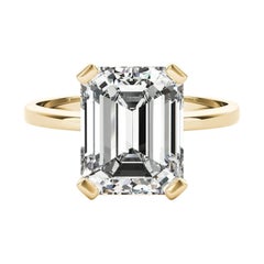GIA 2,01 Karat Smaragd Solitär Korb 4-Zacken 18K Gelbgold Diamantring
