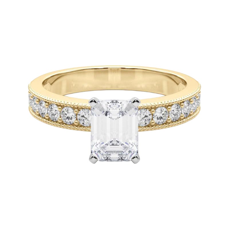 GIA 2,01 carati di smeraldo d'epoca con canale a grana grossa in oro giallo 18 carati in vendita
