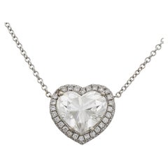 GIA 2,01 Karat Herzform Diamant 18k Weißgold Halskette
