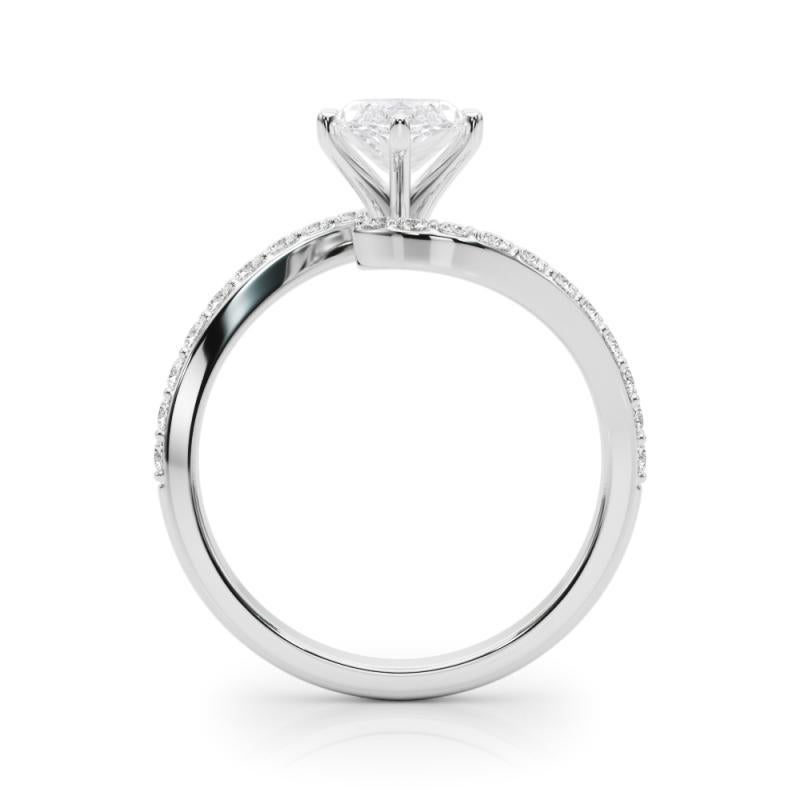 GIA 2.01 Carat Marquise Curved Bypass Pave Shank 18K White Gold Diamond Ring Neuf à New York, NY