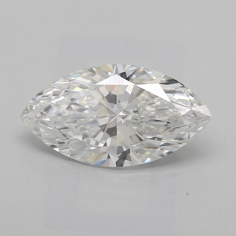 Handcrafted in New York, this stunning diamond ring features a captivating central marquise diamond weighing 2.01 , graded H and SI1 , offering an exquisite balance of brilliance and sparkle. The unique design is enhanced by two smaller diamonds on