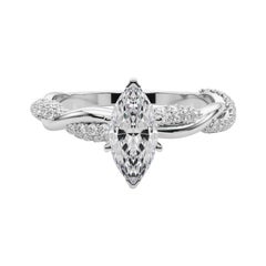 GIA 2.01 Carat Marquise Twisted Pave Braided Band 18K White Gold Diamond Ring
