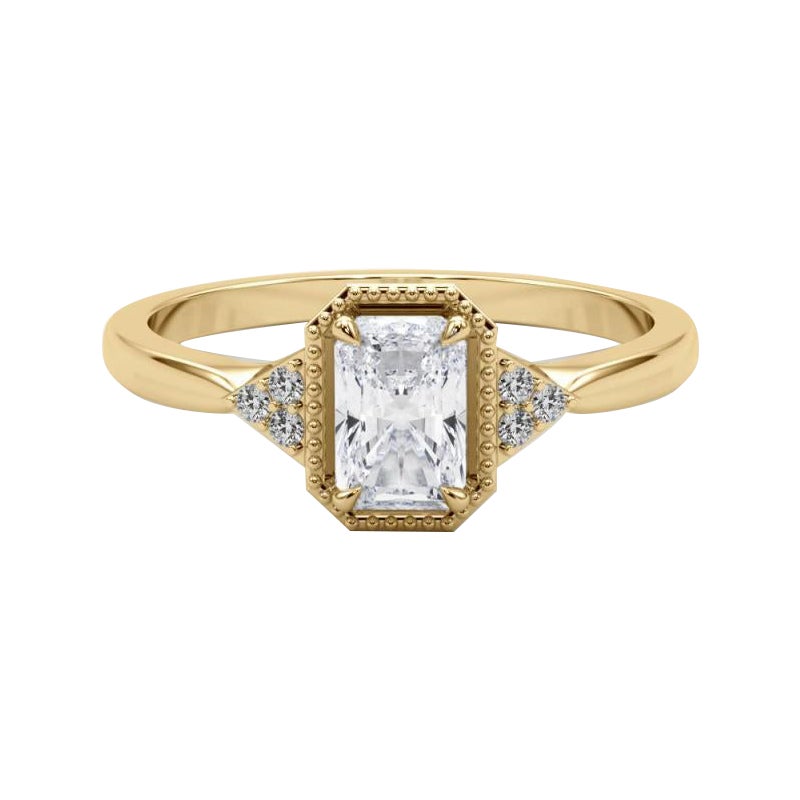 GIA 2,01 carati di diamanti radianti a castone geometrico in oro giallo 18 carati in vendita