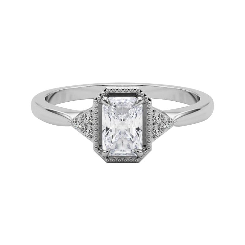 GIA Lunetta geometrica radiante a grana fine da 2.01 carati  Anello con diamante