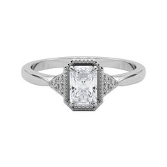GIA 2.01 Carat Milgrain Radiant Geometric Bezel  Diamond Ring