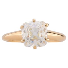 Verlobungsring aus 14 Karat Gelbgold mit GIA 2,01 Karat Diamant im alten Minenschliff